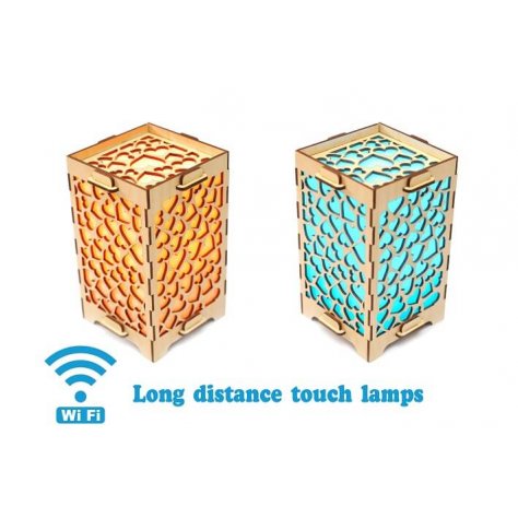 Set of 2 Long Distance Lamps with Multiple Hearts for family and